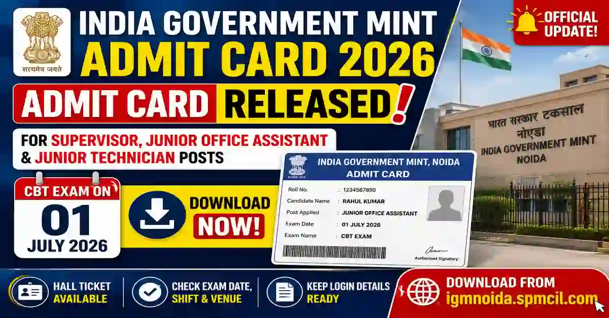 India Government Mint Admit Card 2026
