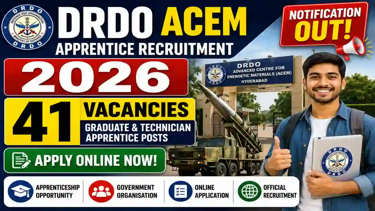 DRDO ACEM Apprentice Recruitment 2026