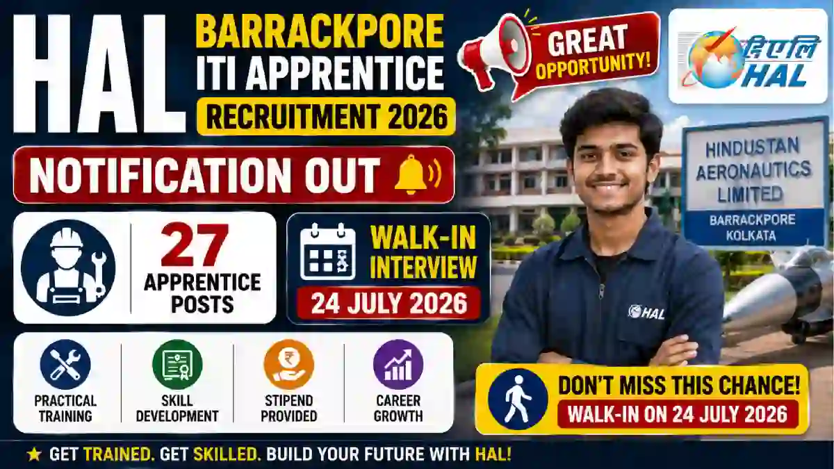 HAL Barrackpore ITI Apprentice Recruitment 2026