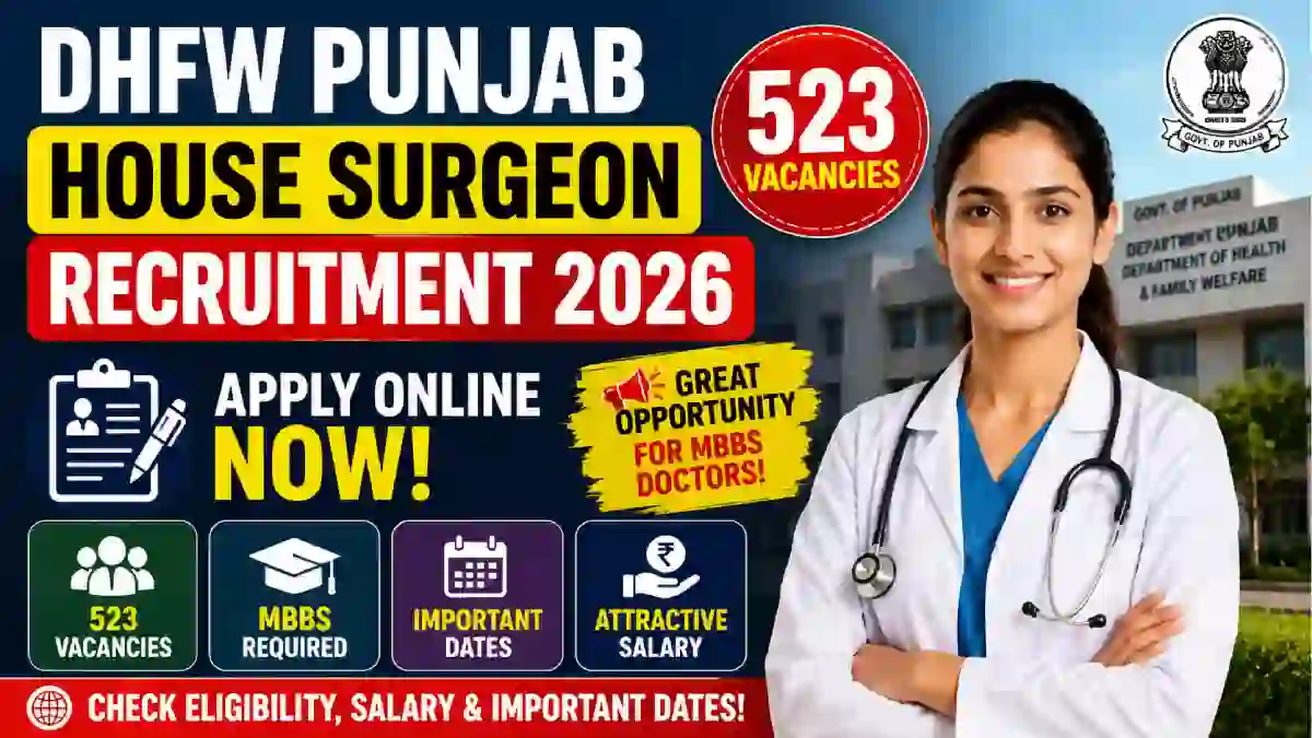 DHFW Punjab House Surgeon Recruitment 2026