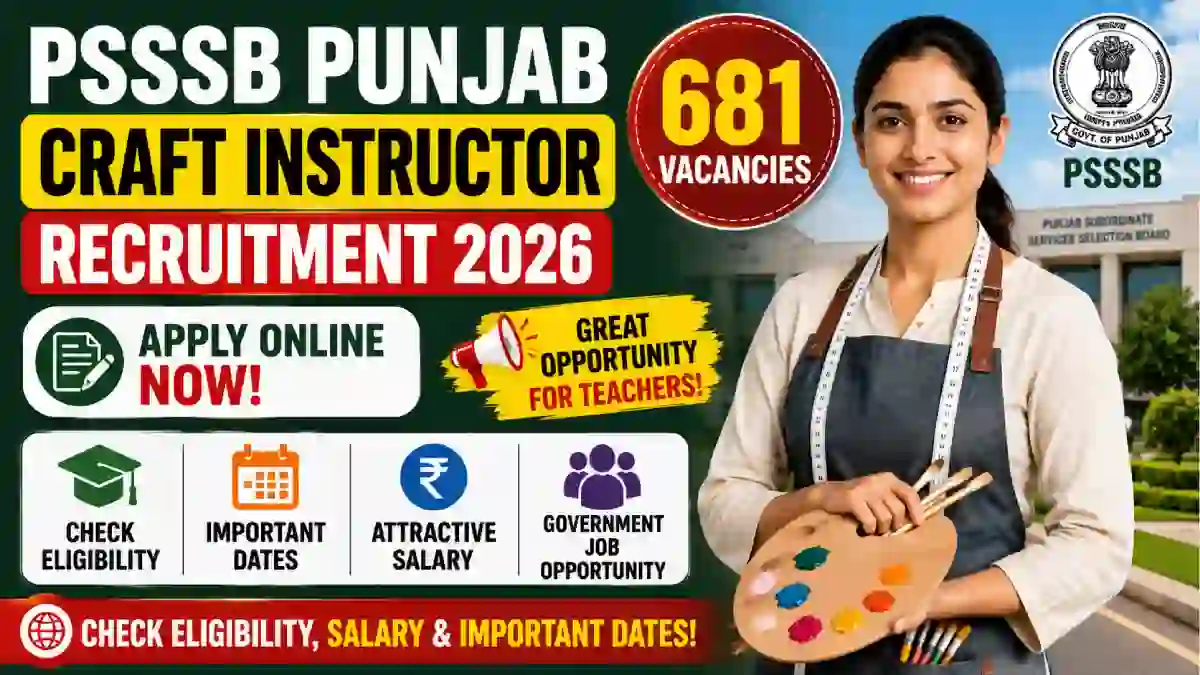 PSSSB Punjab Craft Instructor Recruitment 2026
