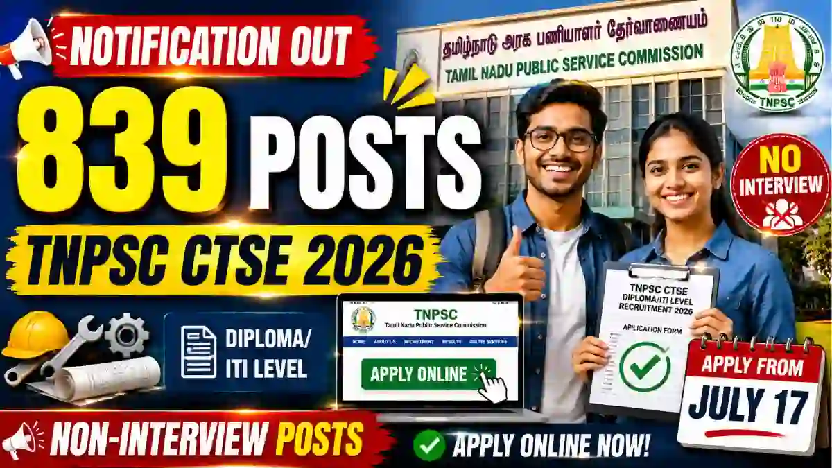 TNPSC CTSE Diploma ITI Level Recruitment 2026